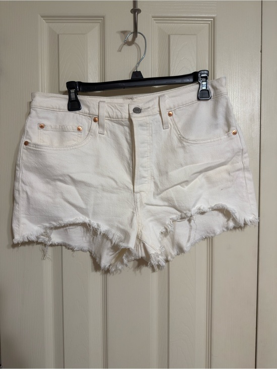 Levi's Pants - Levi's White Frayed Hem High-Rise Denim Shorts